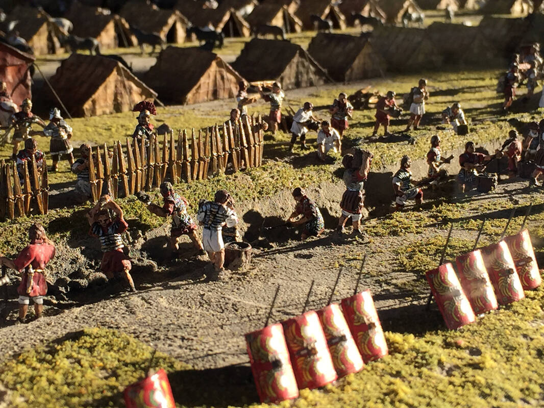 Detail eines Modells mit römischem Feldlager.