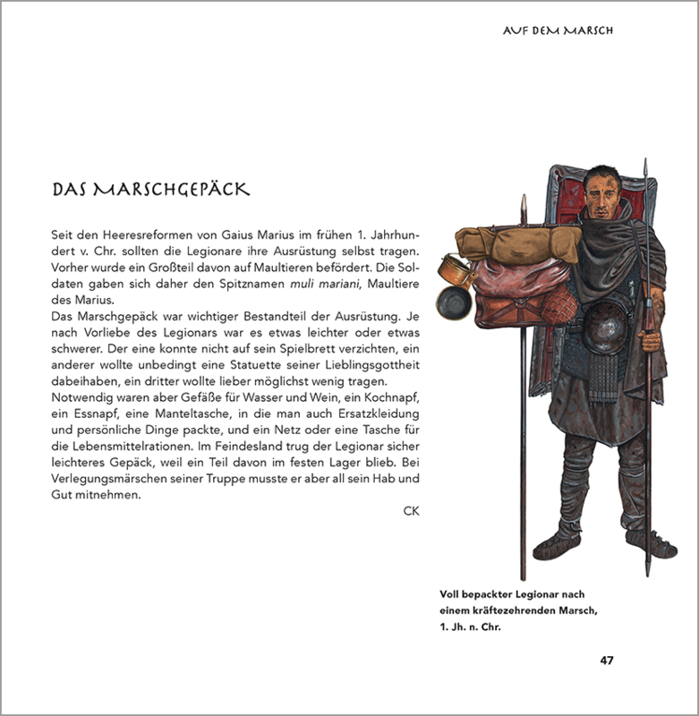 Innenseite des Begleitbandes zum ersten Ausstellungsteil »Im Dienste Roms«.