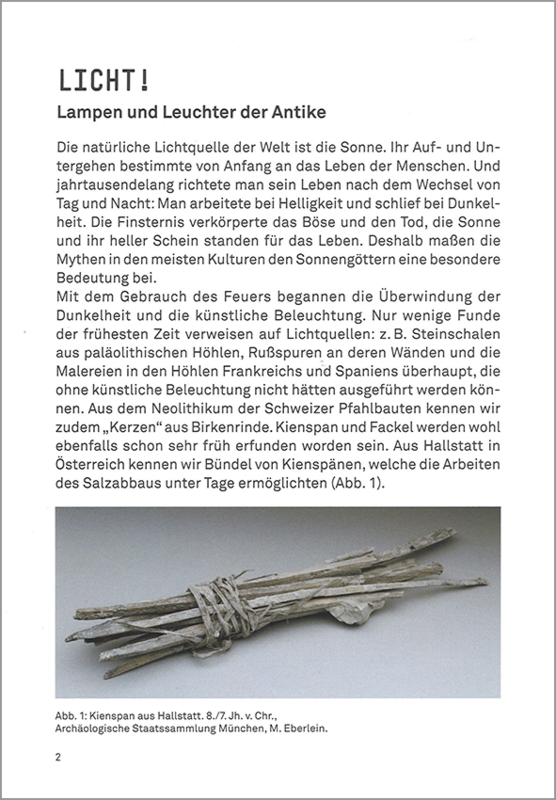 Innenseite des Begleitheftes zur Sonderausstellung »Licht«.