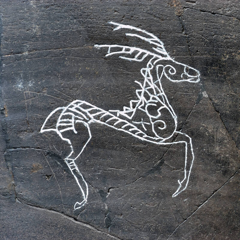 Hirschdarstellung auf einem keltischen Tongefäß.