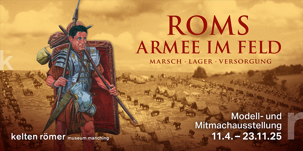 Faltblatt zur Sonderausstellung »Roms Armee im Feld«.