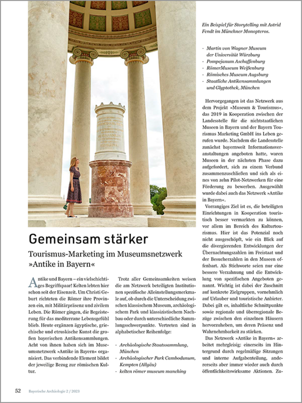 Artikel in der Bayerischen Archäologie zum Museumsnetzwerk »Antike in Bayern« und zur gleichnamigen Sonderausstellung.
