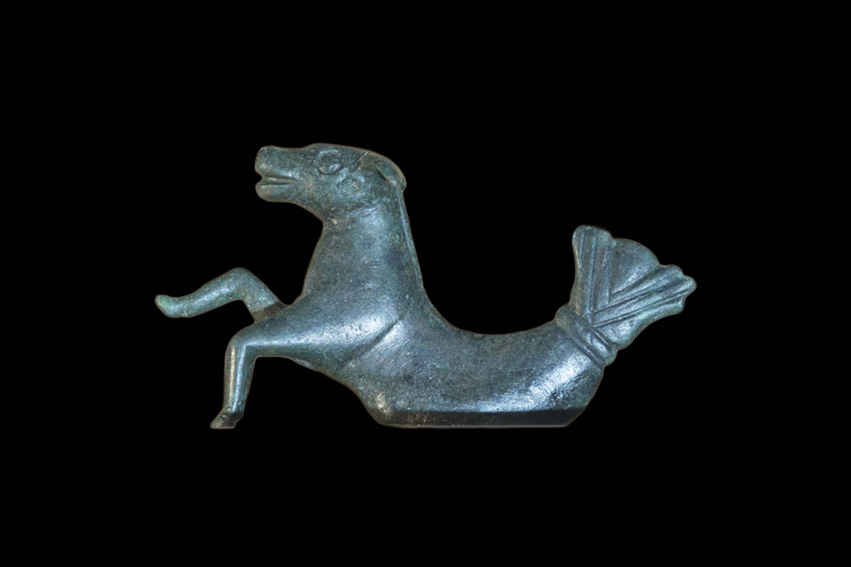 Bronzefigur eine Hippokamps aus der Keltenstadt von Manching