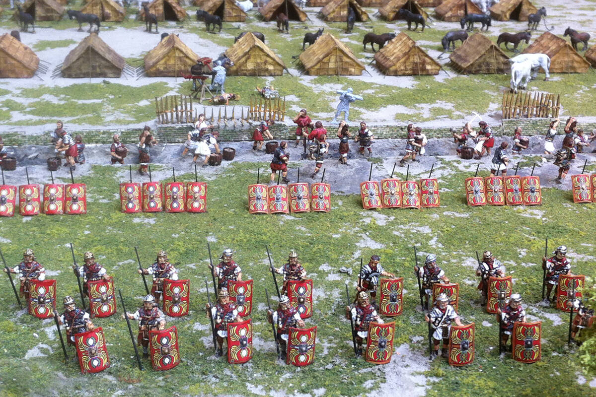 Vorposten sichern die Schanzarbeiten.