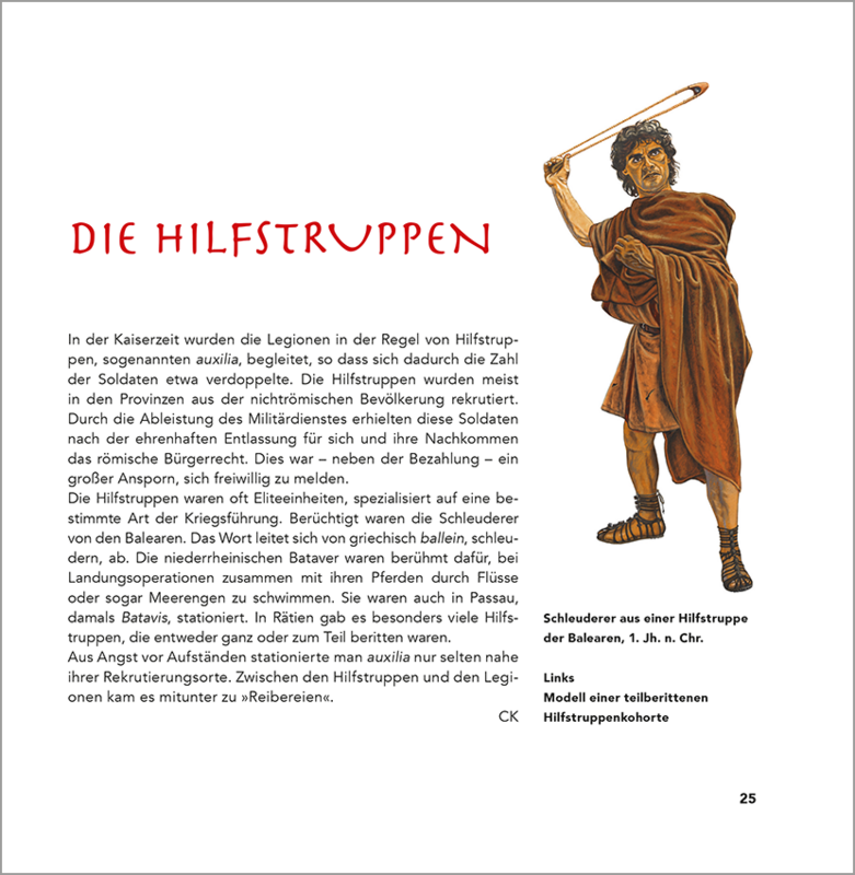 Innenseite der Begleitbandes zur Sonderausstellung »Im Dienste Roms«.